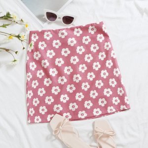 Shein - Allover floral print skirt