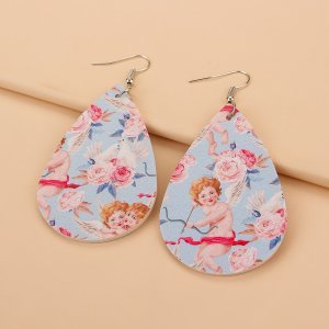 Shein - Angel pattern water drop earrings