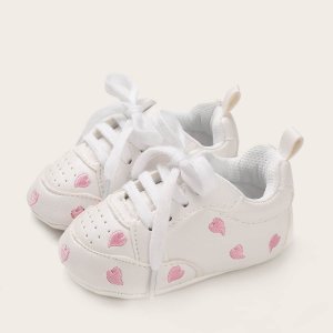 Baby Boy Heart Embroidered Lace-up Front Sneakers