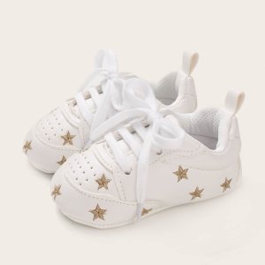 Baby Boy Star Embroidered Lace-up Front Sneakers