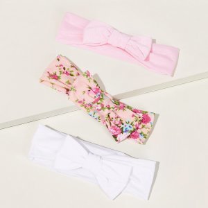 Shein - Baby floral bow tie decor headband 3pcs
