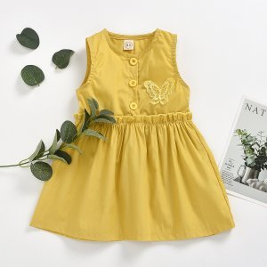Baby Girl Butterfly Embroidered Frill A-line Dress