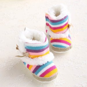 Shein - Baby girls color block bow decor boots