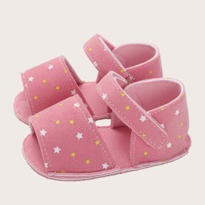 Baby Girls Star Print Velcro Strap Sandals