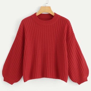 Bishop Sleeve Solid Sweater