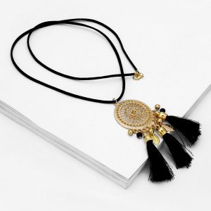 Black Hollow Pendant Necklace
