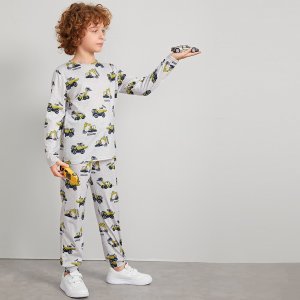 Shein - Boys car and letter graphic top & pants pj set