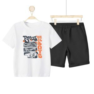 Shein - Boys car print tee & shorts