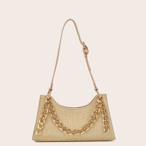 Shein - Braided tote bag with chain handle