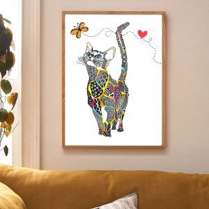 Shein - Cat print wall print without frame