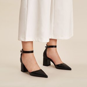 Shein - Croc embroidered chunky heels