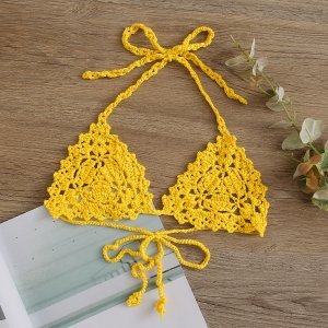 Shein - Crochet triangle bikini top