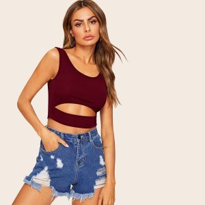 Cut-out Front Tank Crop Top