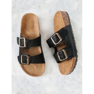 Shein - Double buckle cork footbed slide sandal