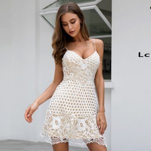 Double Crazy Guipure Lace Overlay Cami Dress