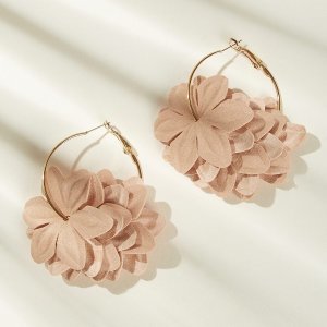 Shein - Fabric flower decor hoop earrings 1pair