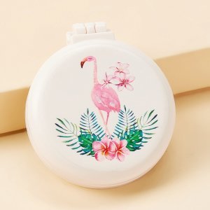 Shein - Flamingos pattern mirror with comb