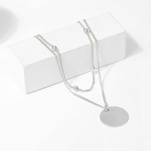 Flat Disc Pendant Layered Necklace