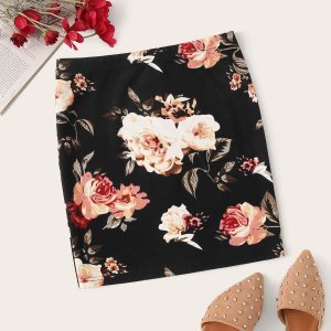 Floral Print Bodycon Skirt