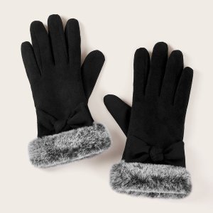 Fluffy Trim Gloves