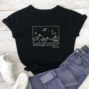 Shein - Galaxy & slogan graphic tee