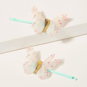 Girls Butterfly Decorated Bobby Pin 1pair