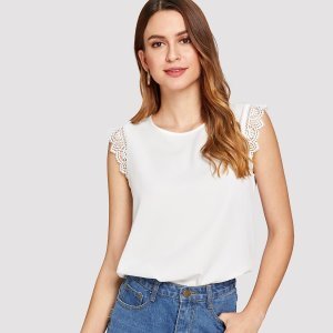 Guipure Lace Shell Top