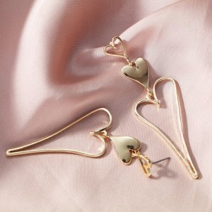 Shein - Hollow out heart drop earrings