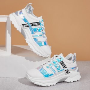 Holographic Letter Graphic Chunky Sneakers