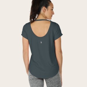 Icyzone Cut-out Back Curved Hem Sports Tee
