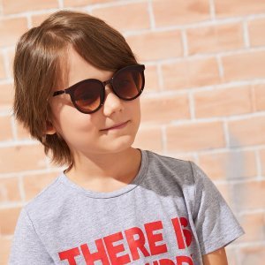 Shein - Kids round frame flat lens sunglasses