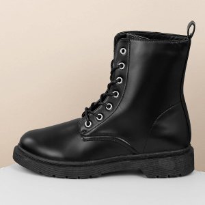 Shein - Lace front lug sole combat style boots