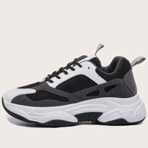 Lace Up Front Mesh Panel Sneakers
