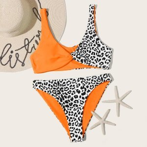 Leopard Twist Bikini Swimsuit