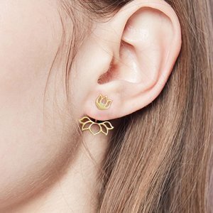 Shein - Lotus design swing stud earrings 1pair