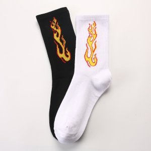 Men Flame Print Socks 2pairs