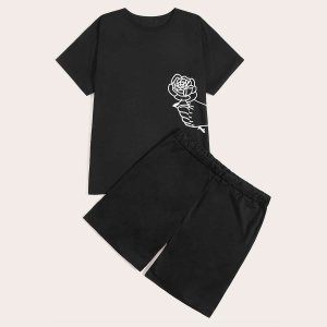 Shein - Men rose print pajama set