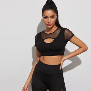 Mesh Panel Cut Out Front Sports Tees