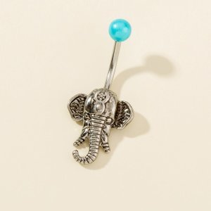 Shein - Metal elephant belly ring