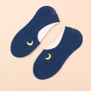 Moon Embroidered Invisible Socks