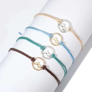 Shein - Mountain detail circle bracelet set 4pcs