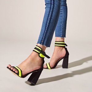 Neon Lime Two Part Chunky Heels