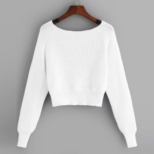 Shein - Off-shoulder solid sweater