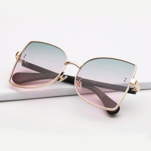 Shein - Ombre lens metal frame sunglasses