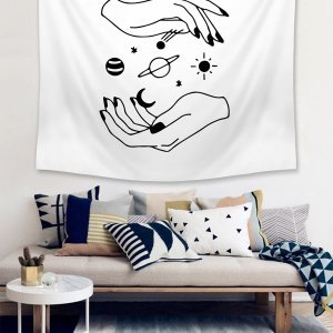 Planet & Hand Print Tapestry