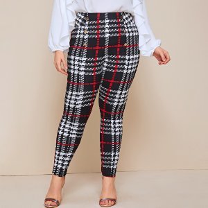 Plus Double Breasted Wide Waistband Skinny Pants