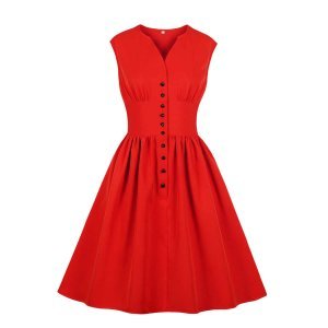 Plus Notch Neck Fit And Flare Dress