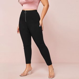 Plus O-ring Zip Solid Skinny Jeans