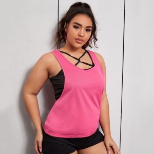Plus Racer Back Solid Tank Top