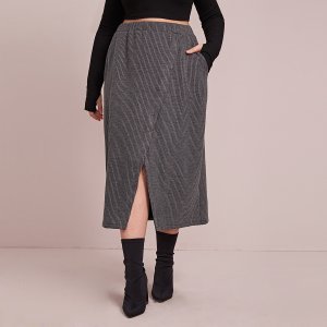 Plus Split Pocket Side Sweater Skirt